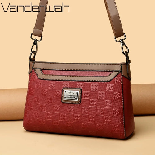 Women's Plaid Leather Crossbody Shoulder Bag – Designer Handbag