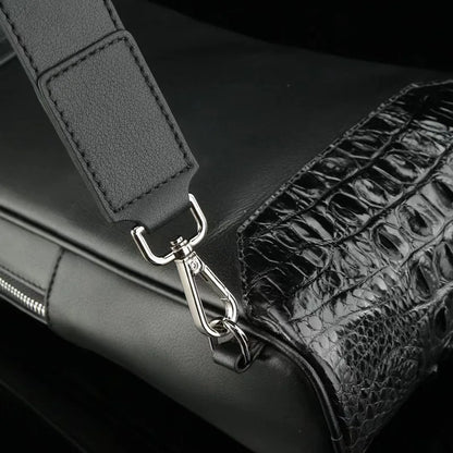 Crocodile Embossed Leather Men's Chest Bag – Large Capacity Sling