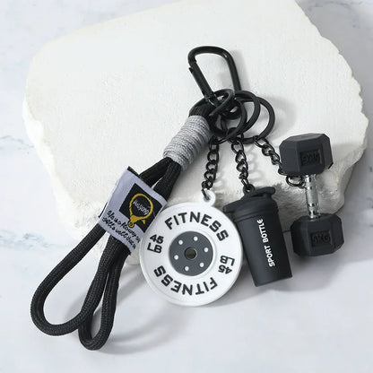 Gym Barbell Fitness Keychain – Silicone Weight Plate Charm