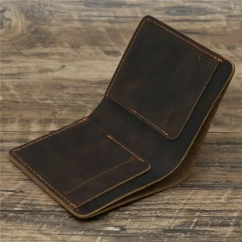 Men's Crazy Horse Genuine Leather Bifold Wallet