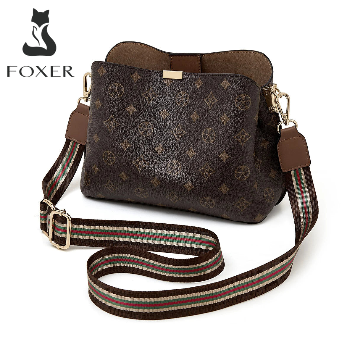 FOXER Brand 2026 Retro Women's Shoulder Bag PVC Leather Large Capacity Tote Bag Female Crossbody Purse Best Gift for Mom