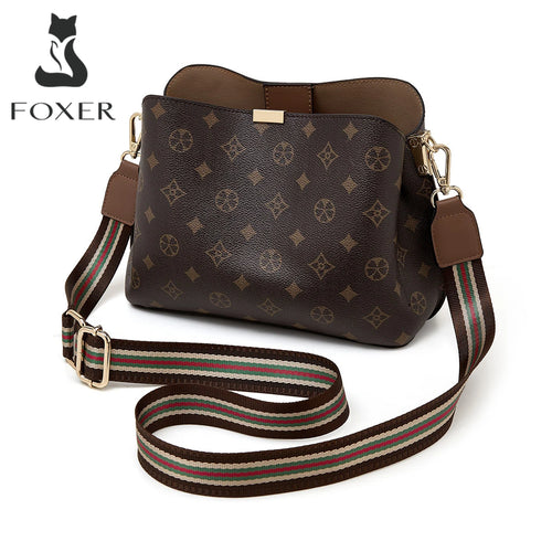 FOXER Brand 2026 Retro Women's Shoulder Bag PVC Leather Large Capacity Tote Bag Female Crossbody Purse Best Gift for Mom