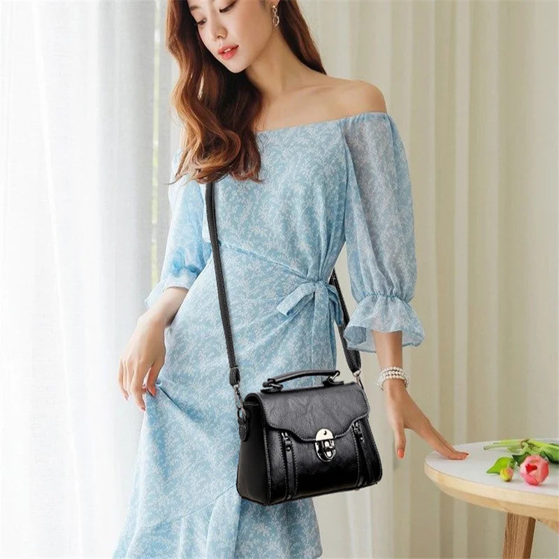 Crossbody Bag for Women – Vintage PU Leather Flap Satchel Purse