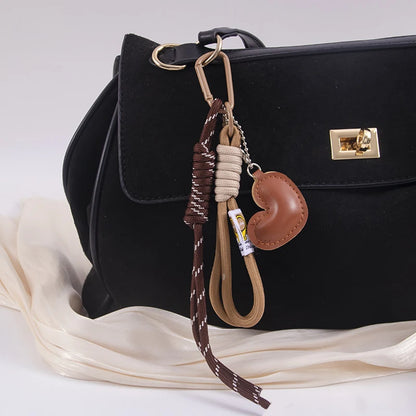 Y2K Leather Woven Rope Keychain Charm – Women's Bag Pendant