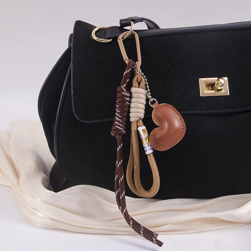 Y2K Leather Woven Rope Keychain Charm – Women's Bag Pendant