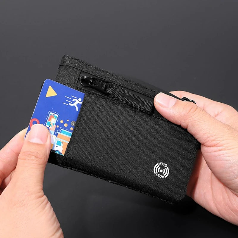 RFID Blocking Slim Wallet – Tactical Nylon Zipper Card Holder