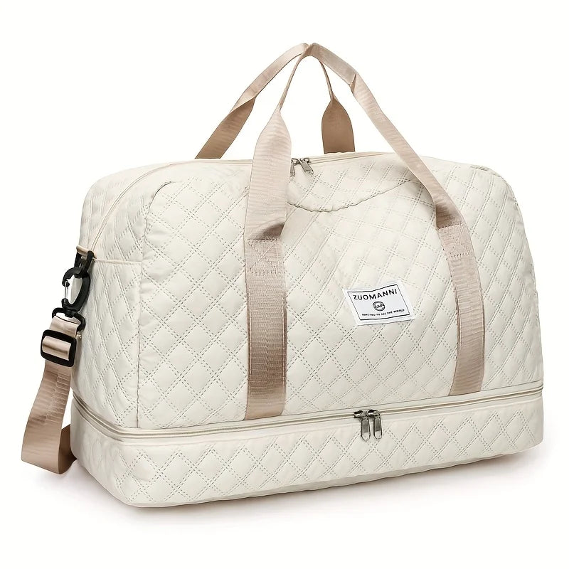Diamond Quilted Duffle Bag – Large Capacity Travel & Gym Bag for Women