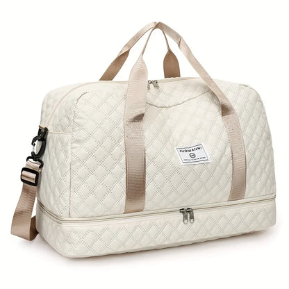 Diamond Quilted Duffle Bag – Large Capacity Travel & Gym Bag for Women