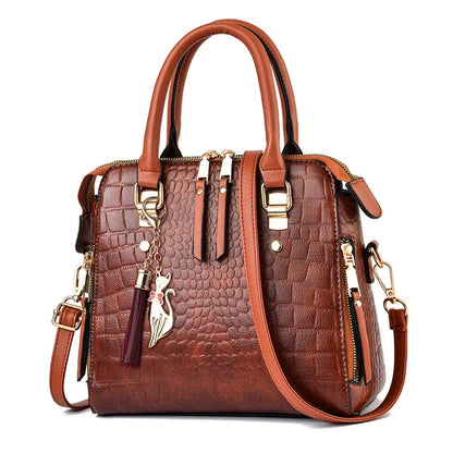 Luxury Alligator Pattern Handbag for Women – Large Capacity PU Leather