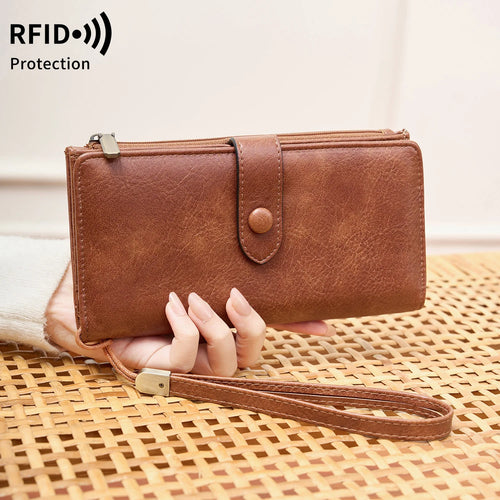 RFID Women's Long Wallet – Large Capacity PU Leather Organizer