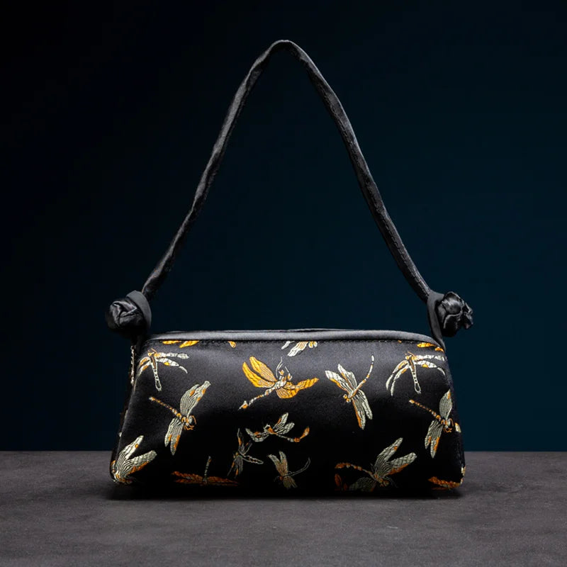 Embroidered Silk Shoulder Bag – Floral Cheongsam Purse