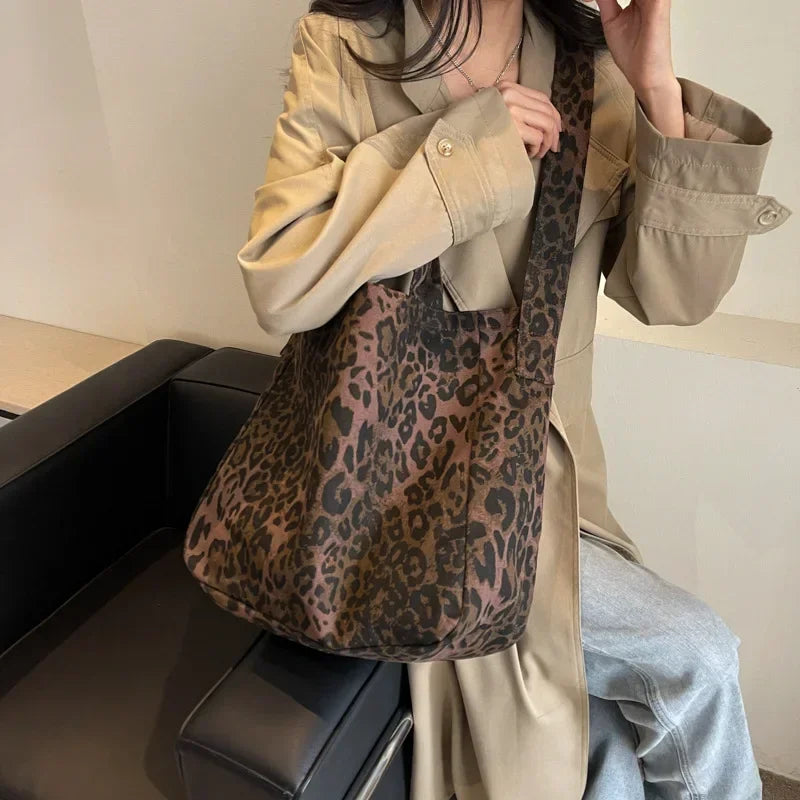Leopard Print Crossbody Bag – Large Women's Shoulder Tote