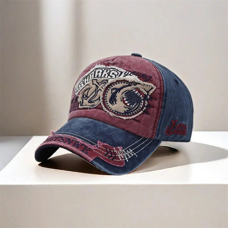 Shark Embroidery Baseball Cap – Unisex Cotton Snapback Hat