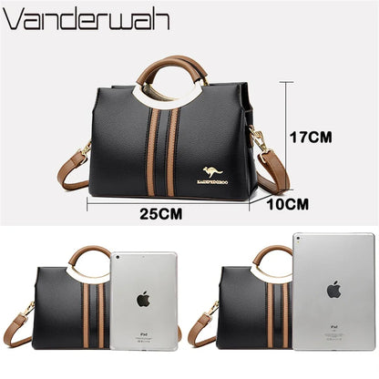 Genuine Leather Crossbody Bag for Women – 3-Layer Designer Shoulder Purse