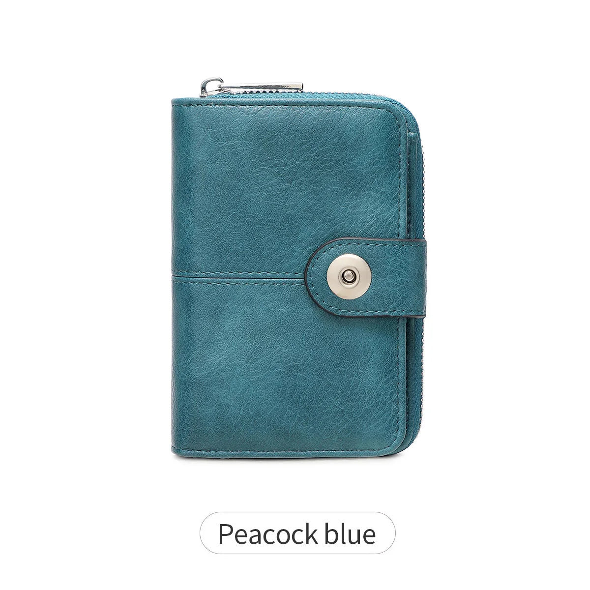 Women's RFID Blocking Short Wallet – Vintage Zipper Coin Purse & Card Holder