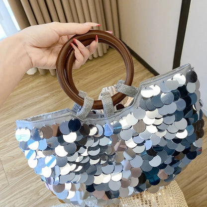 Sequin Shell Crossbody Bag – Beaded Mermaid Evening Handbag