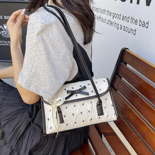 Bow Shoulder Bag – Women's Large Capacity Korean Handbag