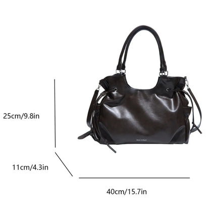 Oil-Wax Leather Tote Bag – Large Capacity Laptop Handbag