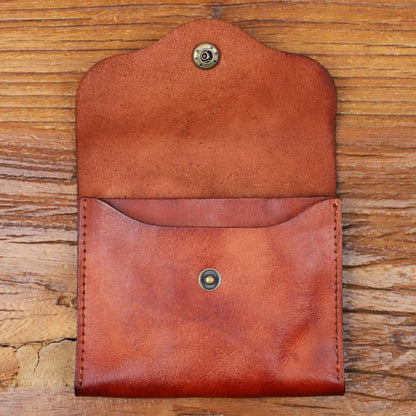 Slim Minimalist Leather Wallet – Handmade Card & Coin Holder for Men & Women