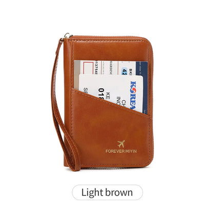RFID Blocking Passport Wallet – PU Leather Travel Organizer for Men & Women