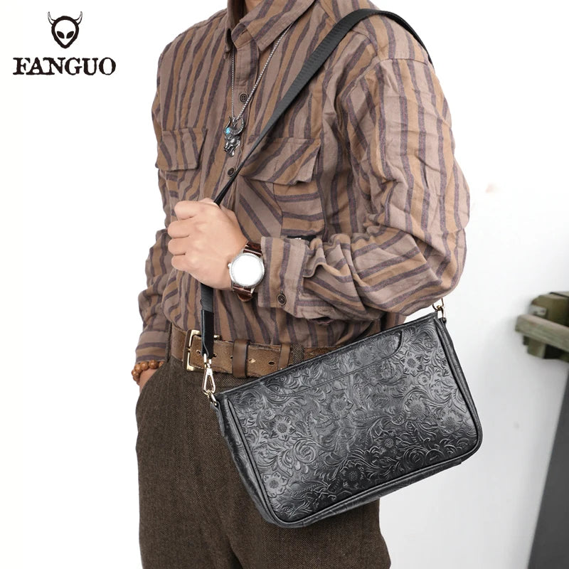 Handmade Genuine Leather Crossbody Messenger Bag for Men