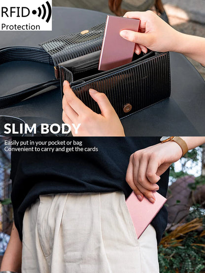 RFID Blocking Aluminum Card Holder with Auto Pop-Up