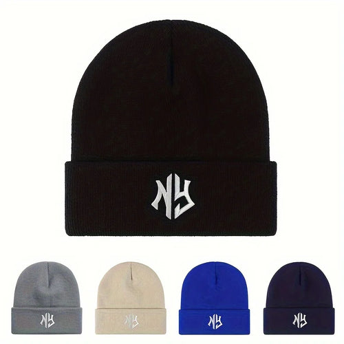 NY Embroidered Knit Beanie – Unisex Winter Hat