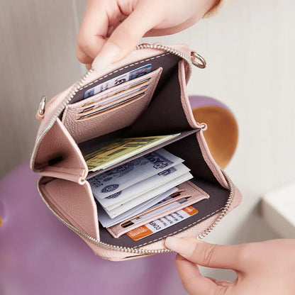 Women's Crossbody Phone Bag & Wallet – PU Leather Shoulder Purse