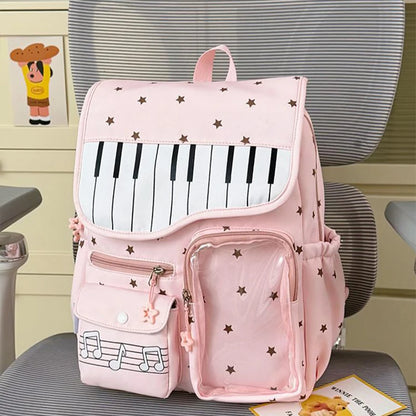 Kawaii Piano Key Ita Backpack with Transparent Pocket