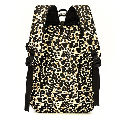 Leopard Print Laptop Backpack Large Capacity Commuter Bag