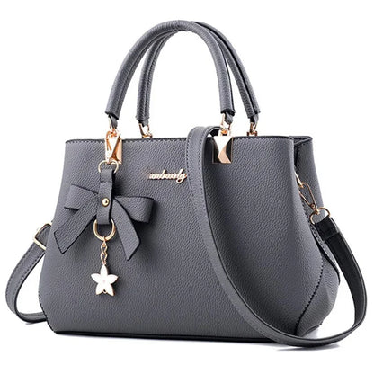 Women's Designer Handbag – Bow Accent & Star Charm Tote