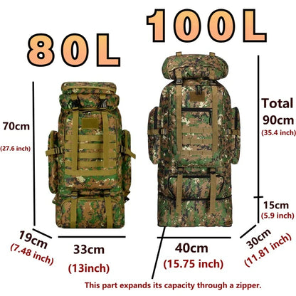 Tactical Backpack 80L/100L – Military Hiking & Camping Bag