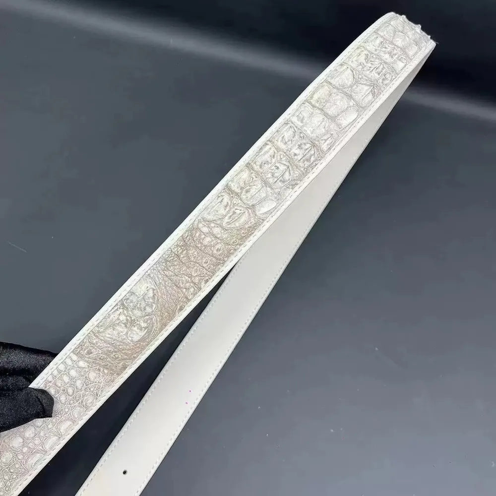 Himalayan Crocodile Leather Men's Belt – Luxury Silver Pin Buckle