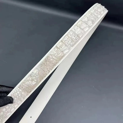 Himalayan Crocodile Leather Men's Belt – Luxury Silver Pin Buckle