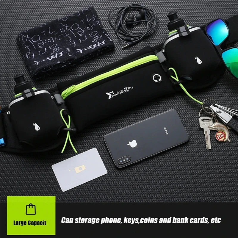 Running Belt with Water Bottles & Phone Pocket
