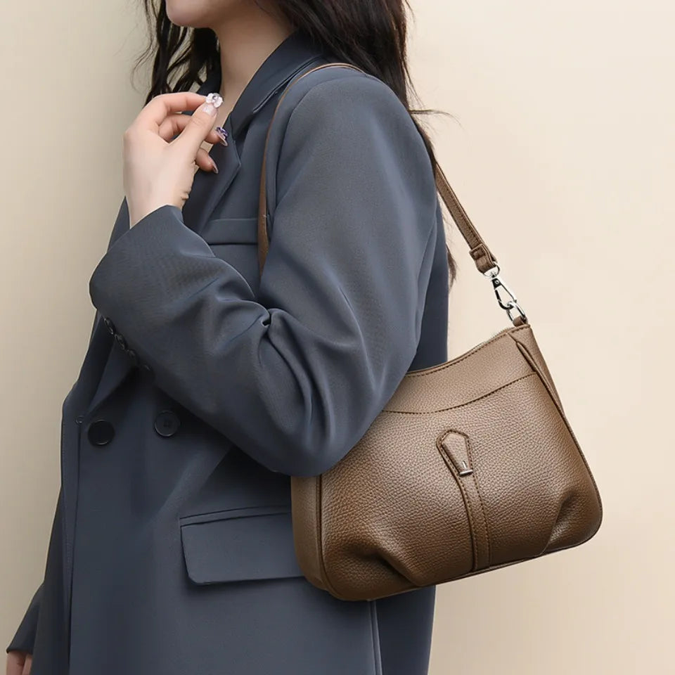 Roomy Soft Leather Crossbody Bag for Women – Classic Shoulder Purse