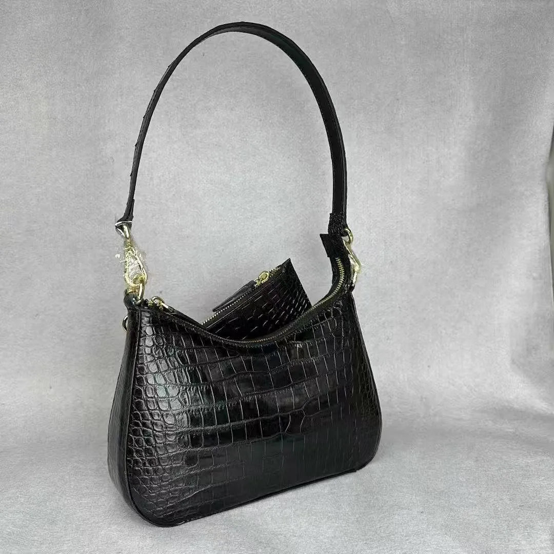 Crocodile Leather Shoulder Bag – Women's Luxury Underarm Handbag