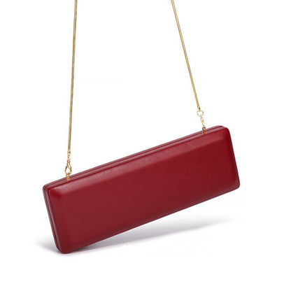 Evening Clutch Bag Women's Minimalist Hard Shell with Gold Chain