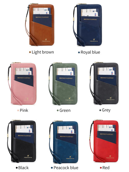 RFID Travel Passport Wallet with Card Slots & ID Window