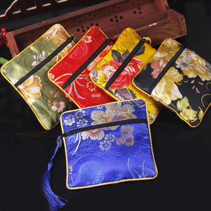 Embroidered Floral Coin Pouch – Chinese Style Jewelry Bag