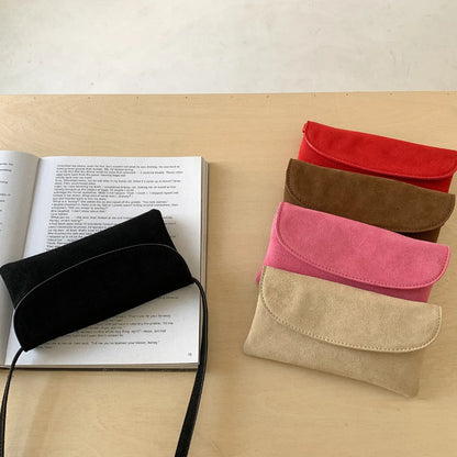 Suede Crossbody Phone Bag for Women – Lightweight Mini Shoulder Bag with Key Holder