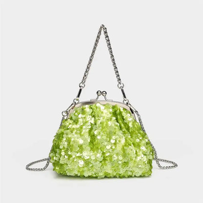 Sequin Kiss Lock Clutch Bag – Women's Elegant Evening Shoulder Bag