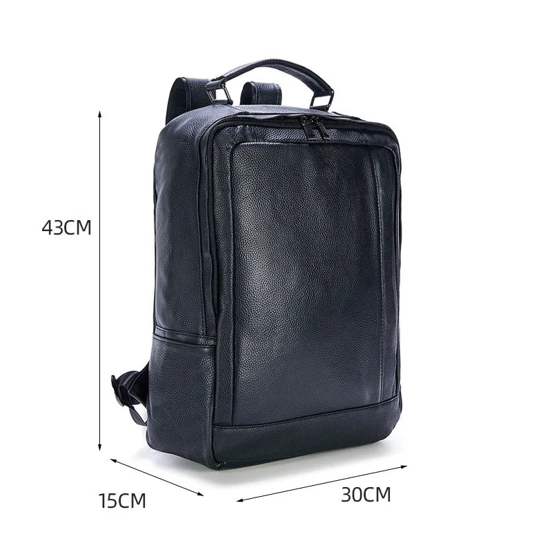 Genuine Leather Men's Laptop Backpack – Luxury Business & Travel Bag