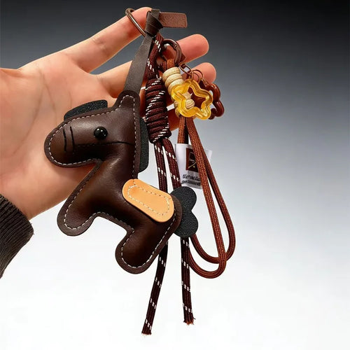 Leather Pony Bag Charm Keychain – Cute Horse Pendant for Women