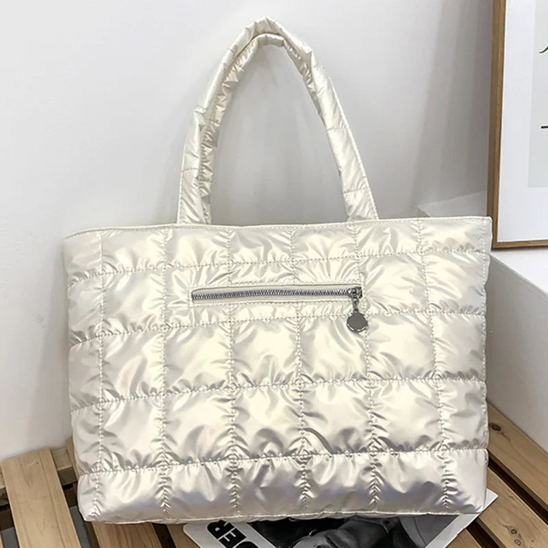 Quilted Puffer Tote Bag – Large Capacity Women's Shoulder Bag