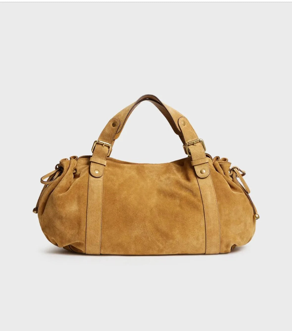 Vintage Large Ruched Drawstring Soft Leather Tote Bag Women S Crossbody Simple Handbag Commuter