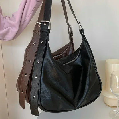 Vintage Slouchy Shoulder Bag – Women's PU Leather Hobo