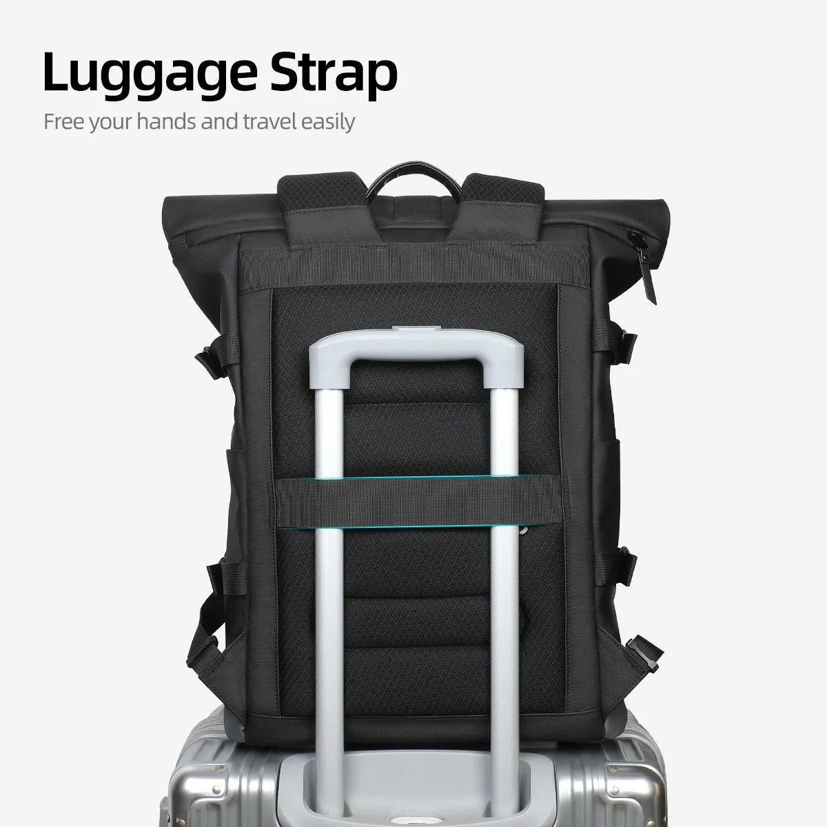 Waterproof Roll-Top Backpack for Men – 17" Expandable Laptop Bag for Travel