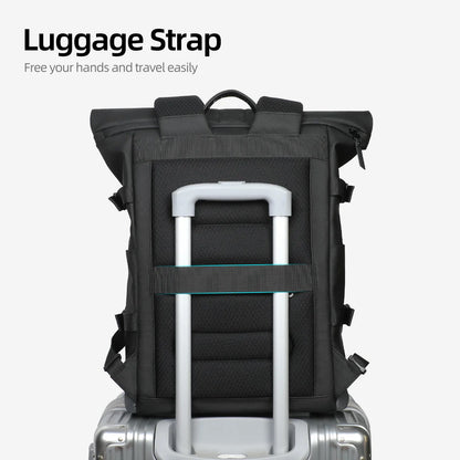Waterproof Roll-Top Backpack for Men – 17" Expandable Laptop Bag for Travel