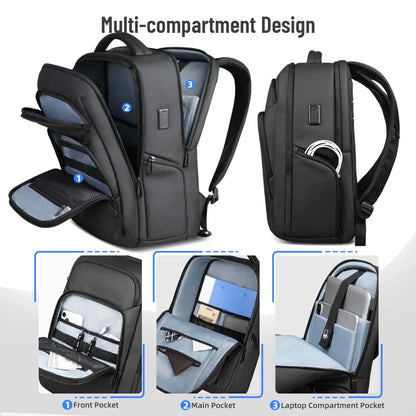 Men's Business Laptop Backpack 17.3" – Waterproof USB Travel Bag